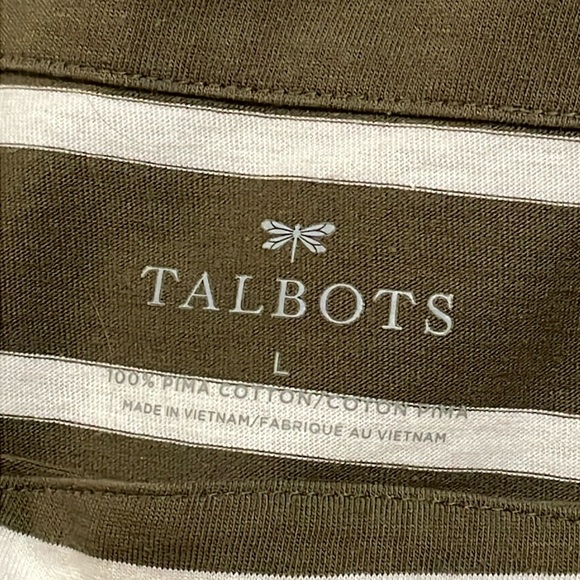 SET OF 3 Talbots Tee: Striped green & white. Solid: blue, white. Women’s Lg - Picture 6 of 10
